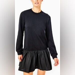 Addison Bay long sleeve black swing sweatshirt dress | S